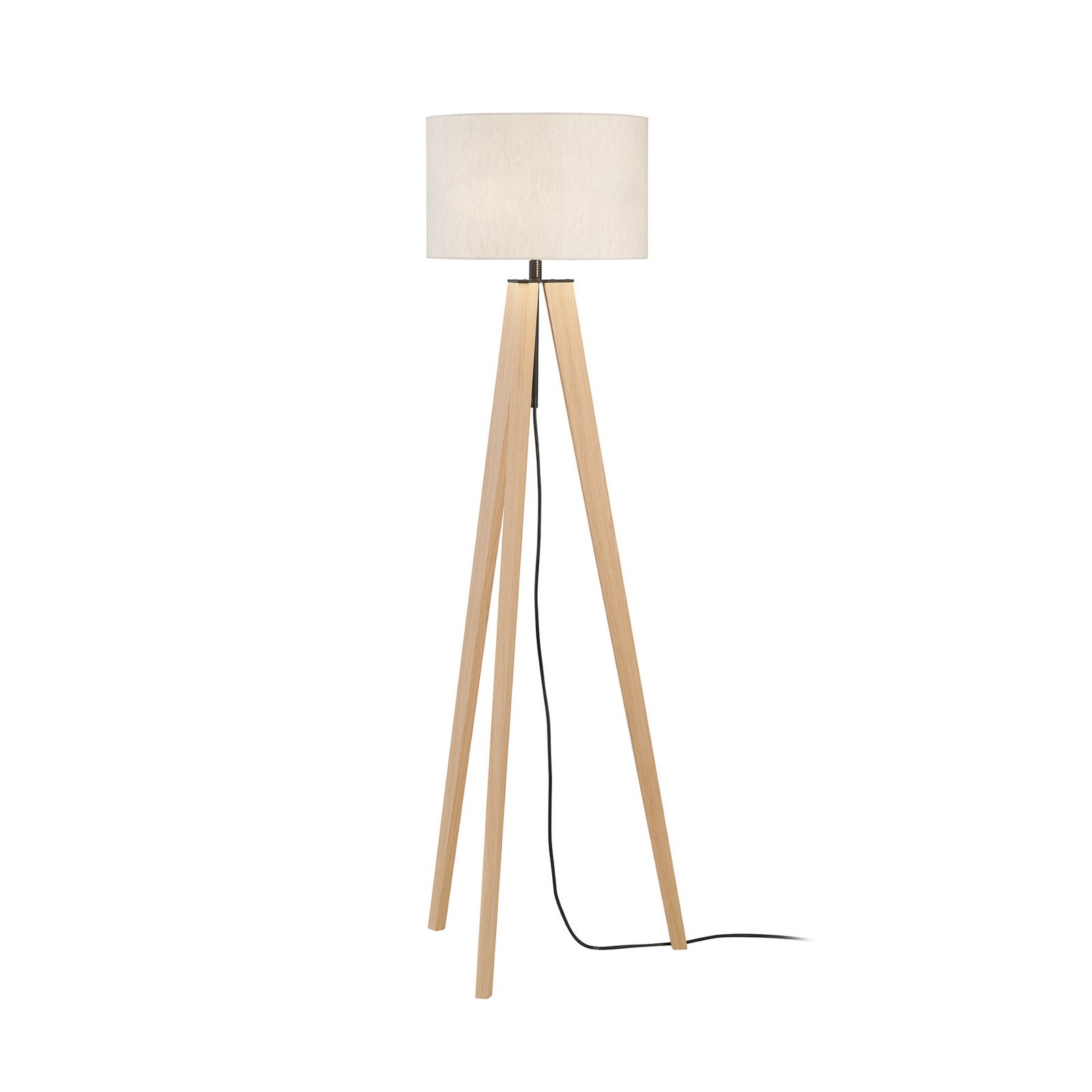Lampadaire SHINE-WOOD, sable/noir/chêne Hauteur 164 cm 3 x E27