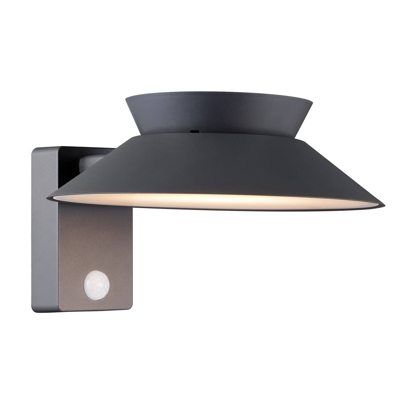 LED-Solar-Außenwandlampe Justina, anthrazit, Sensor, Metall