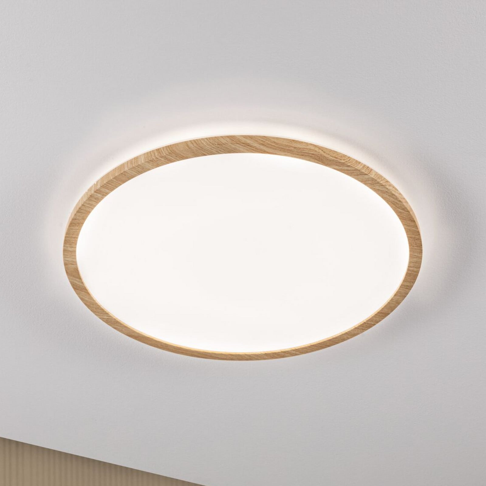 Panou LED Paulmann Atria Shine Ø42 cm finisaj lemn IP44 4000K pornit/oprit - Studiu / Birou - Modern - lemn alb - Plastic