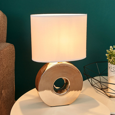Gylden keramikfod - bordlampe Eye 38 cm