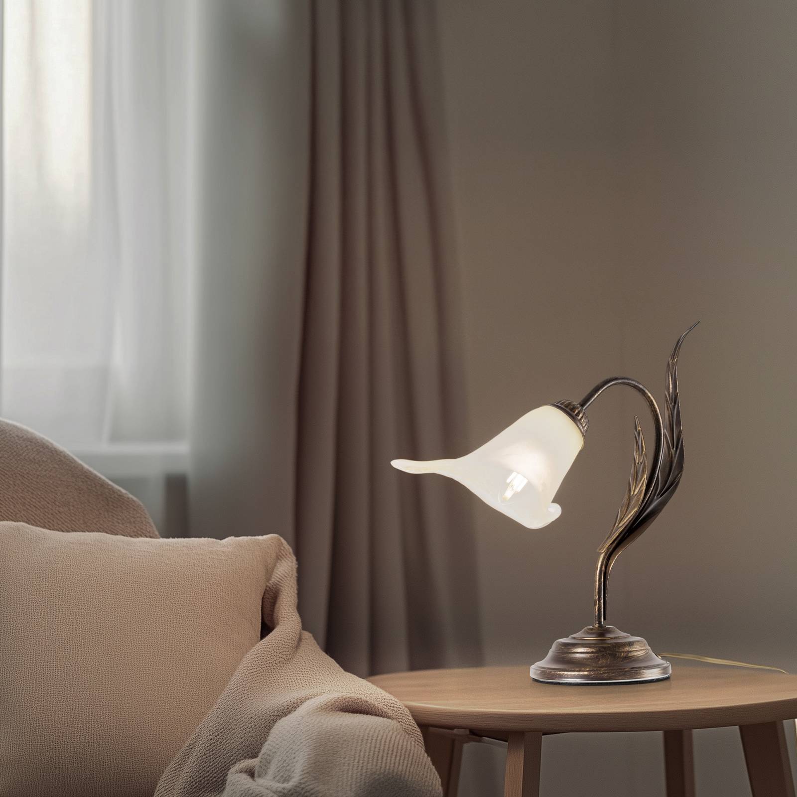 Tischleuchte Alga, 1-flammig, Eisen, Glas, Florentiner günstig online kaufen