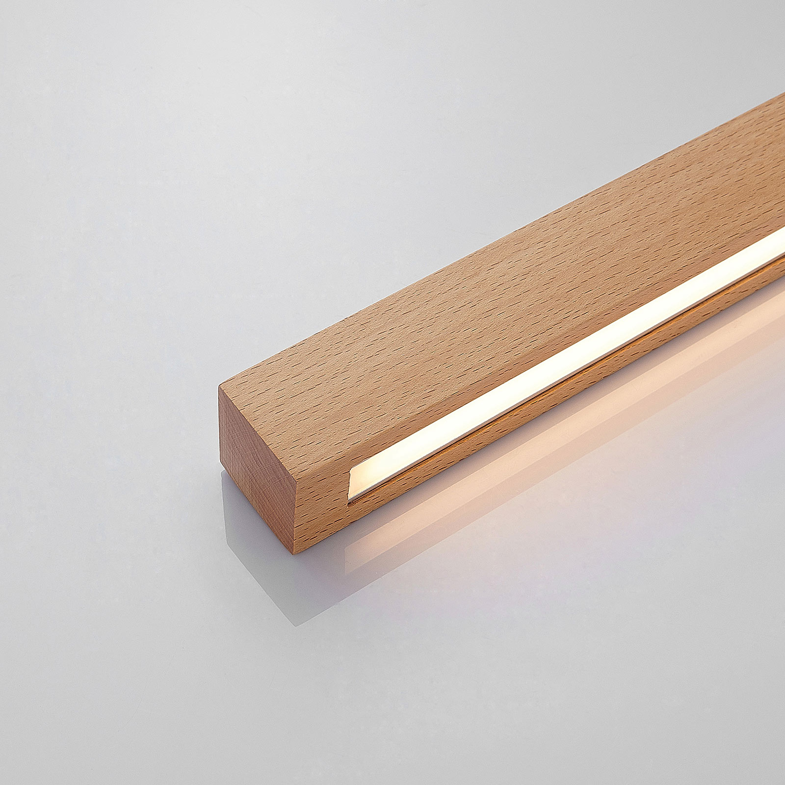 LED-Holz-Deckenleuchte Tamlin, buchefarben, 100 cm