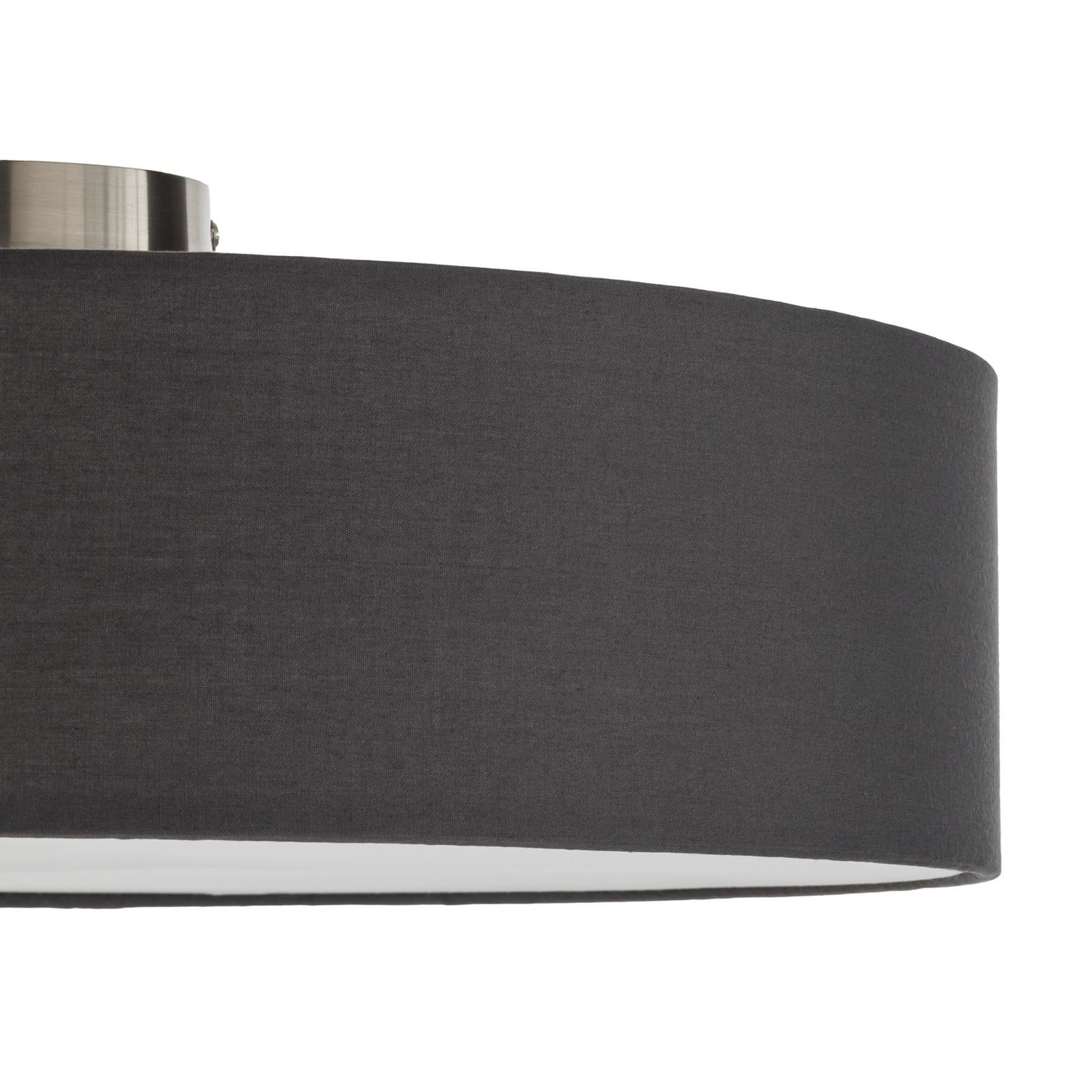 Lindby plafoniera Sebatin, Ø 50 cm, grigio, tessuto, E27