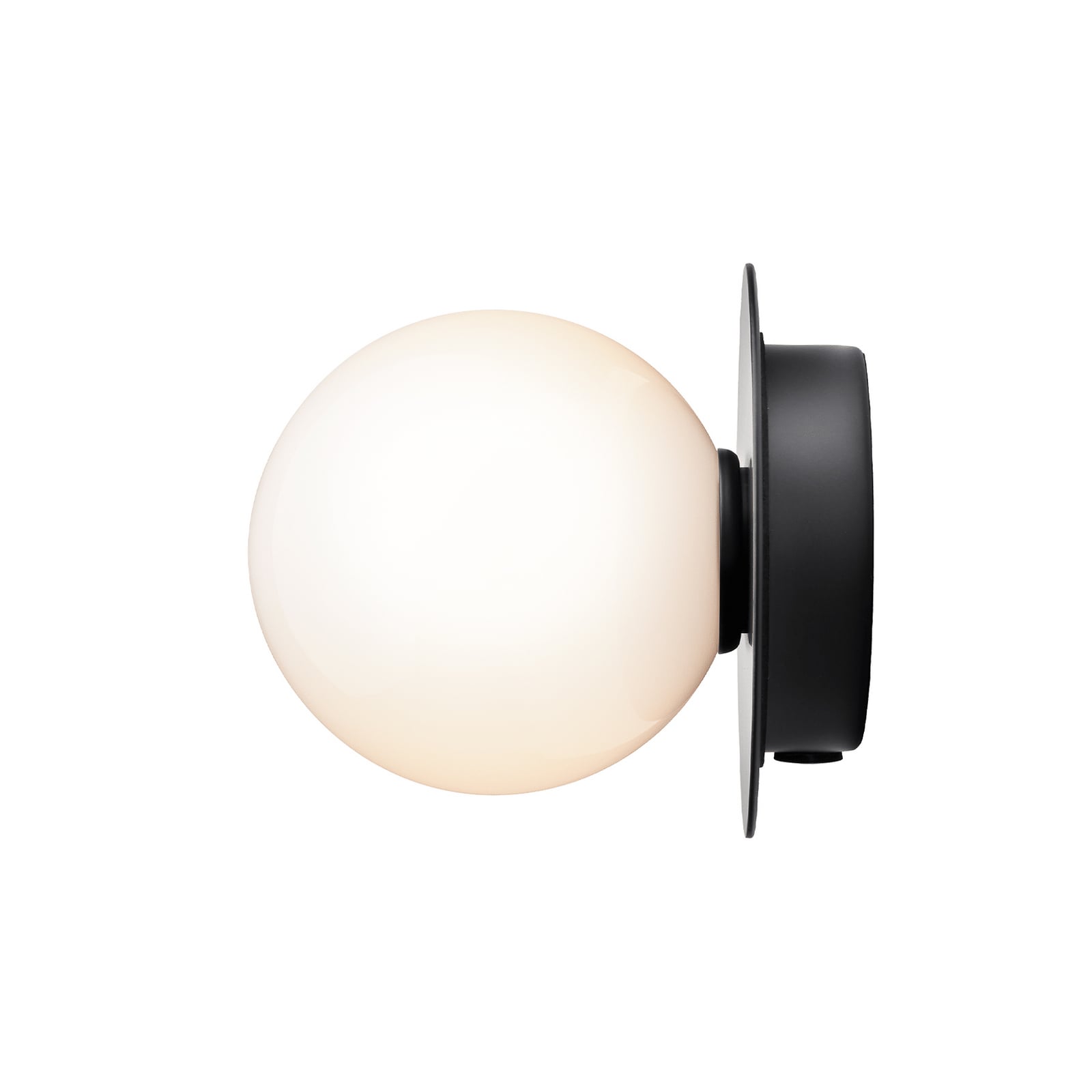 Liila 1 wall light, black/opal, Ø 14 cm, IP44 - Nuura 