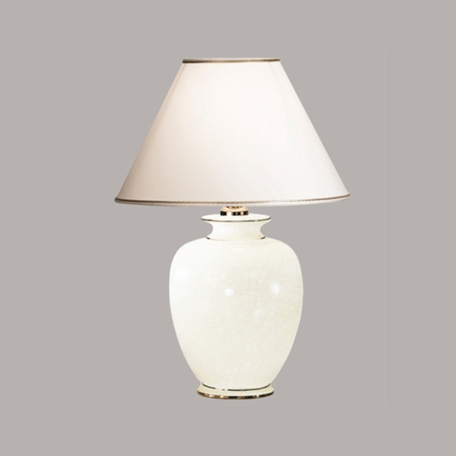 AUSTROLUX BY Kolarz Giardino Craclee table lamp in white, Ø 40 cm, for Living / Dining Room, ceramic, fabric, E27, 100 W, energy efficiency: A++, H: 57 cm
