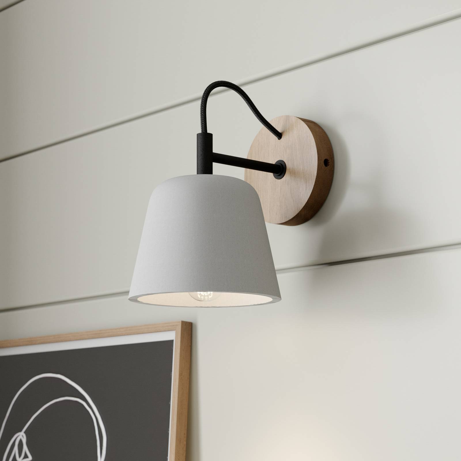 Photos - Chandelier / Lamp Lucande Kalinda wall light, grey, concrete, 20 cm high, E14 