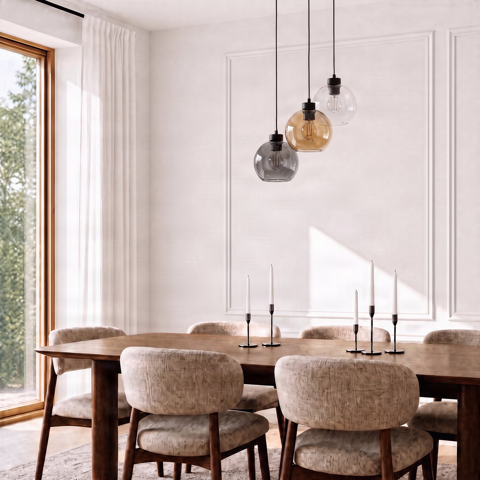 Cubus pendant light, Ø 50 cm, 3-bulb, clear/honey brown, glass Cubus pendant light, Ø 50 cm, 3-bulb, clear/honey brown, glass