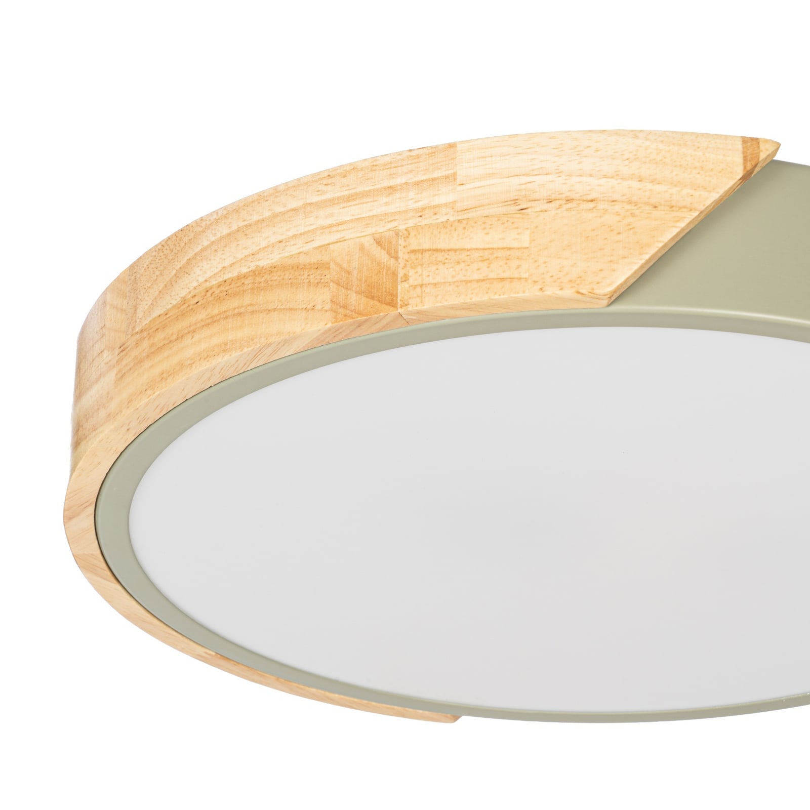 Plafón LED Lynorri de PRIOS, Ø 32 cm, verde, acabado en madera Plafón LED Lynorri de PRIOS, Ø 32 cm, verde, acabado en madera
