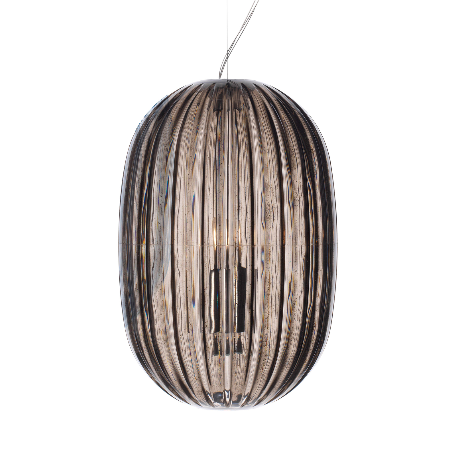 FOSCARINI Foscarini Plass media hanging light E27, grey, for Living / Dining Room, polycarbonate, steel, E27, 116 W, energy efficiency: A++, H: 50 cm