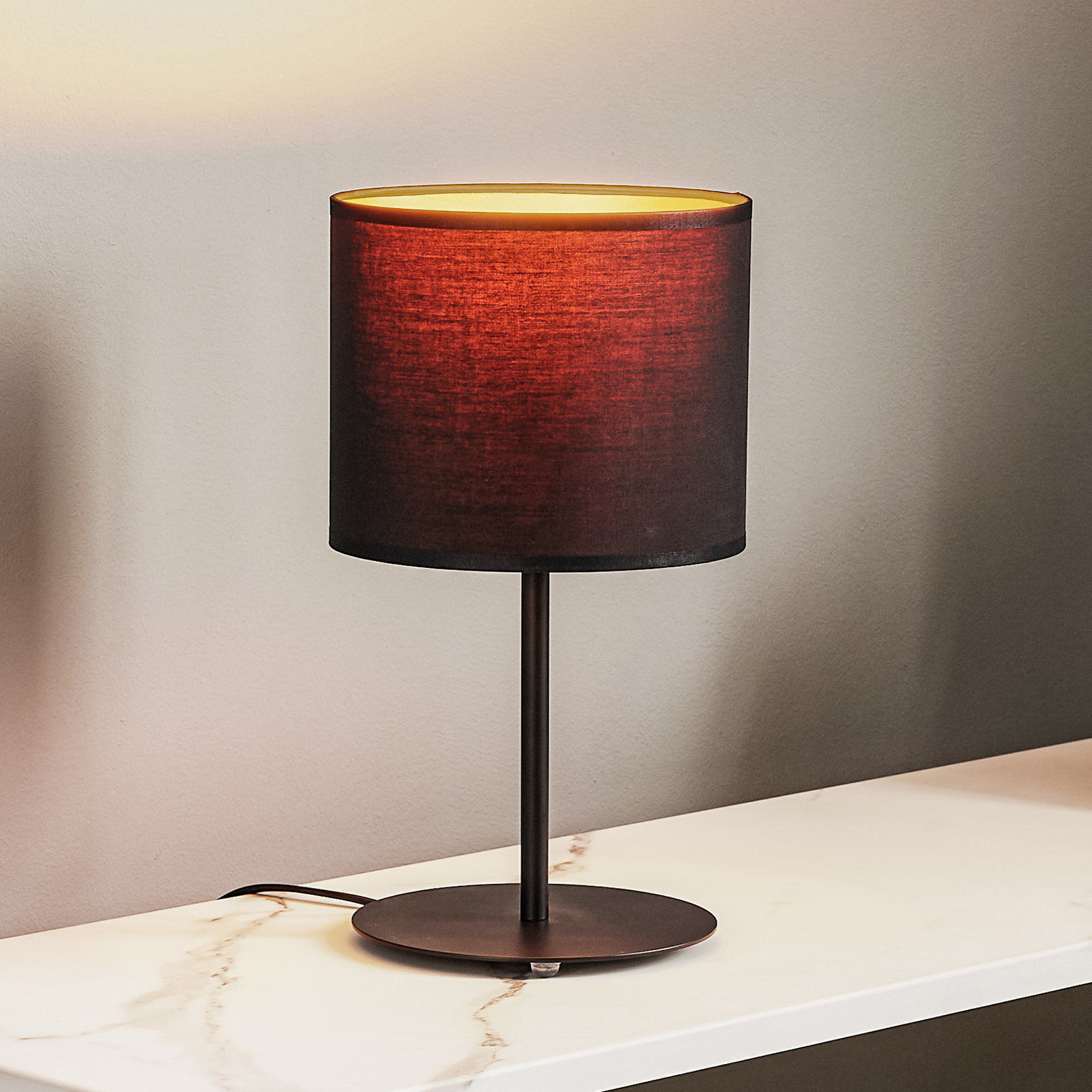 Lampe à poser Soho cylindrique 34 cm noire/dorée