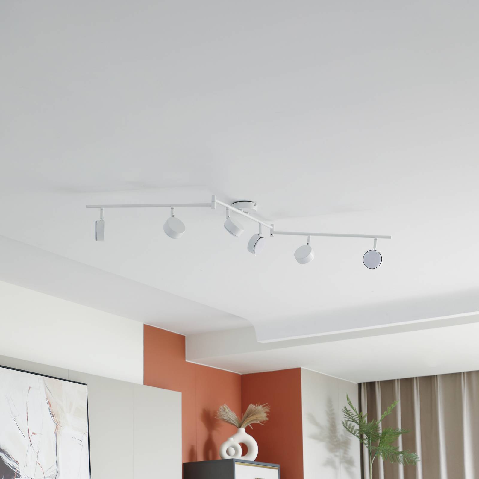 Lindby Deckenleuchte Jyla, 6-flammig, weiß matt günstig online kaufen