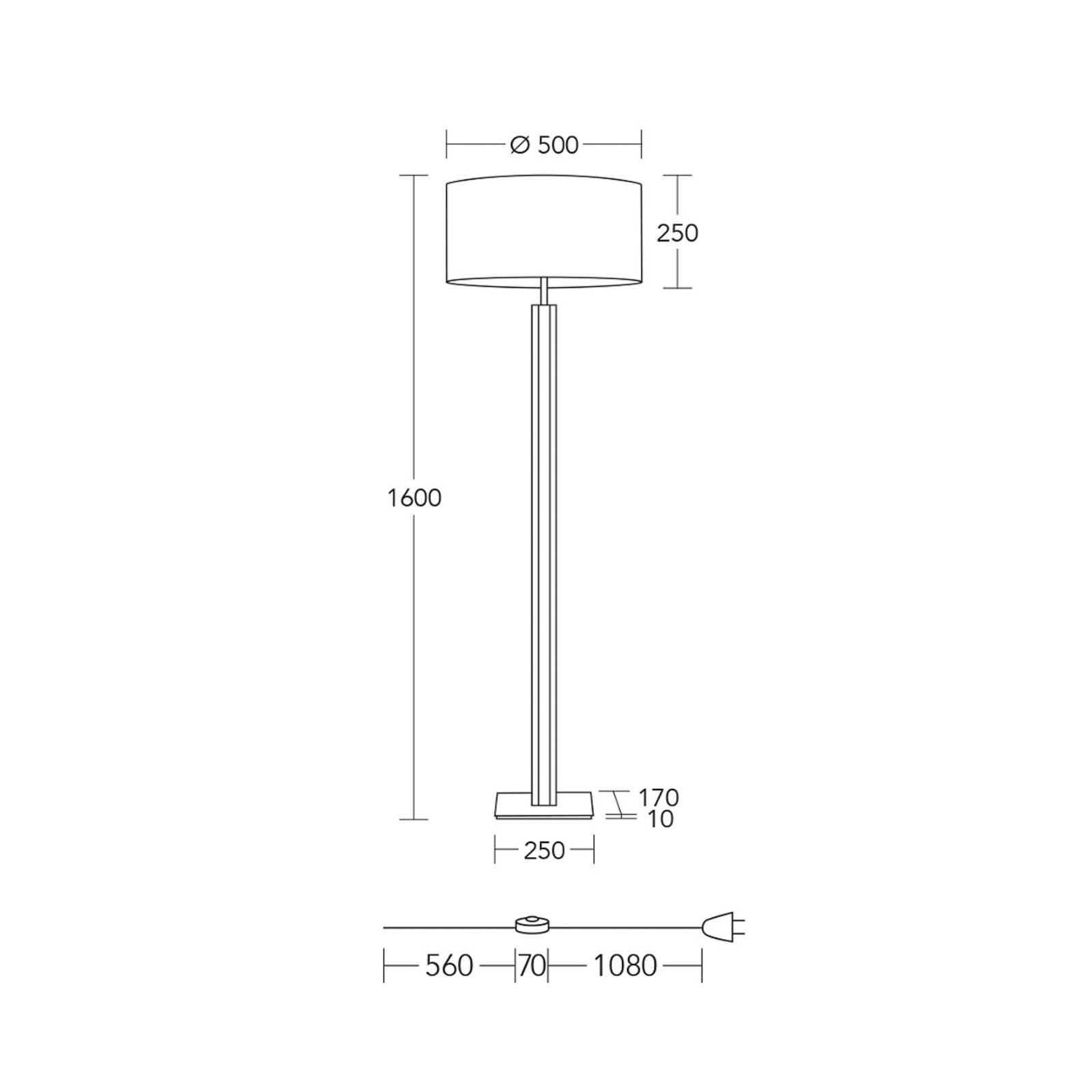 HerzBlut lampe sur pied Karl G, rond, bois/granit, blanc, E27