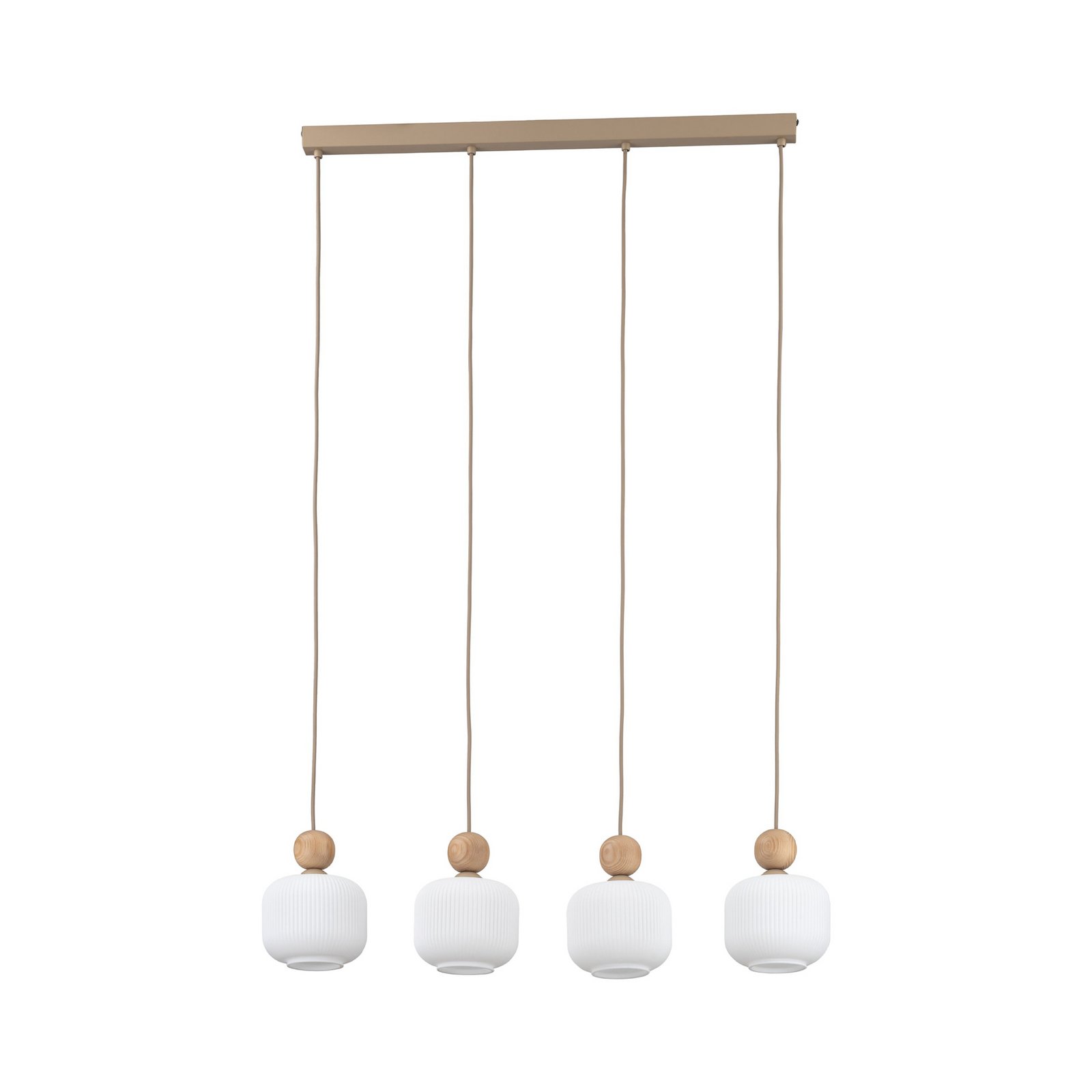 Obesna svetilka Ballo, 4-žarčasta, bež, steklo, dolžina 80 cm