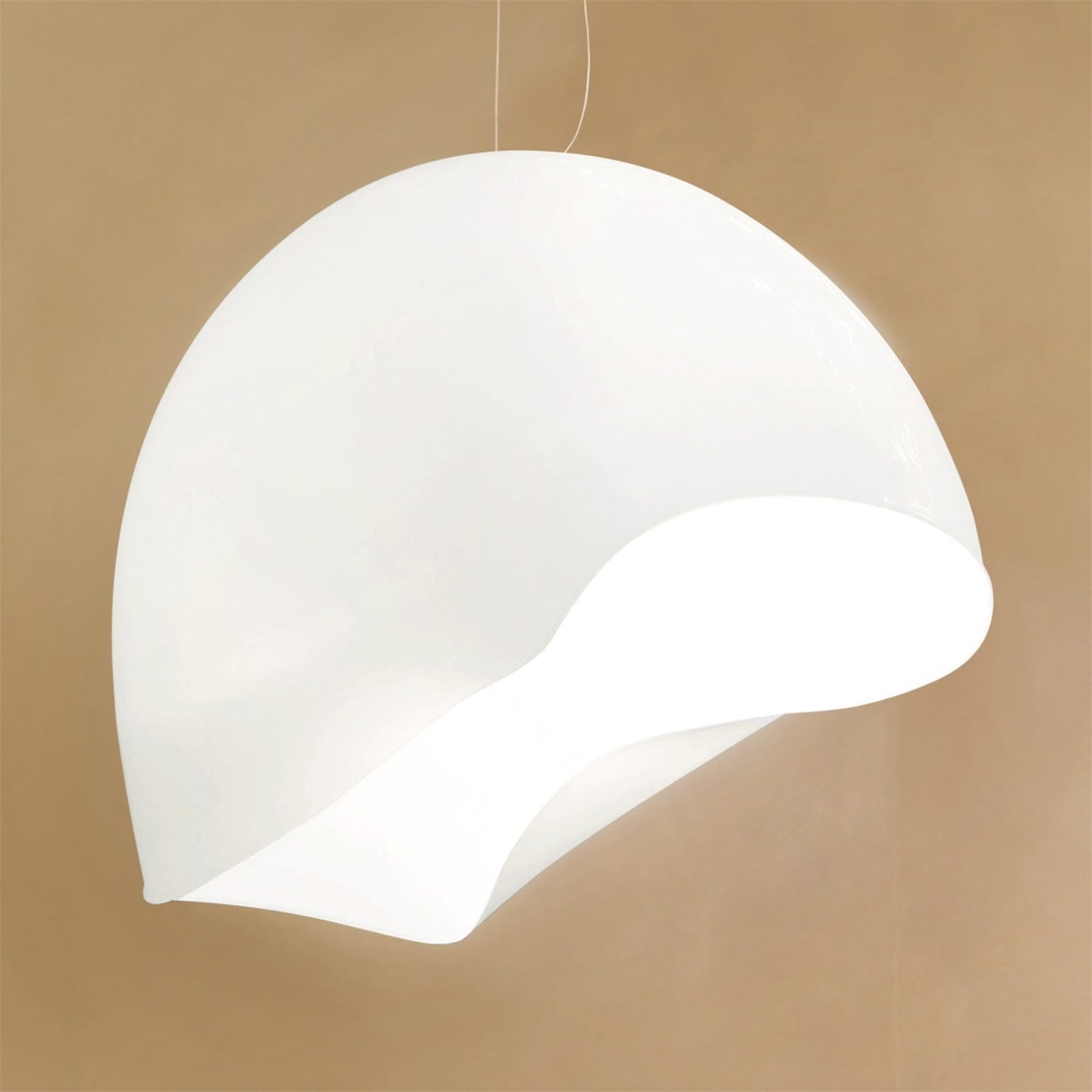Vistosi White hanging light NINFEA, for Living / Dining Room, glass, metal, E27, 100 W, energy efficiency: A++, L: 65 cm, W: 33 cm, H: 28 cm