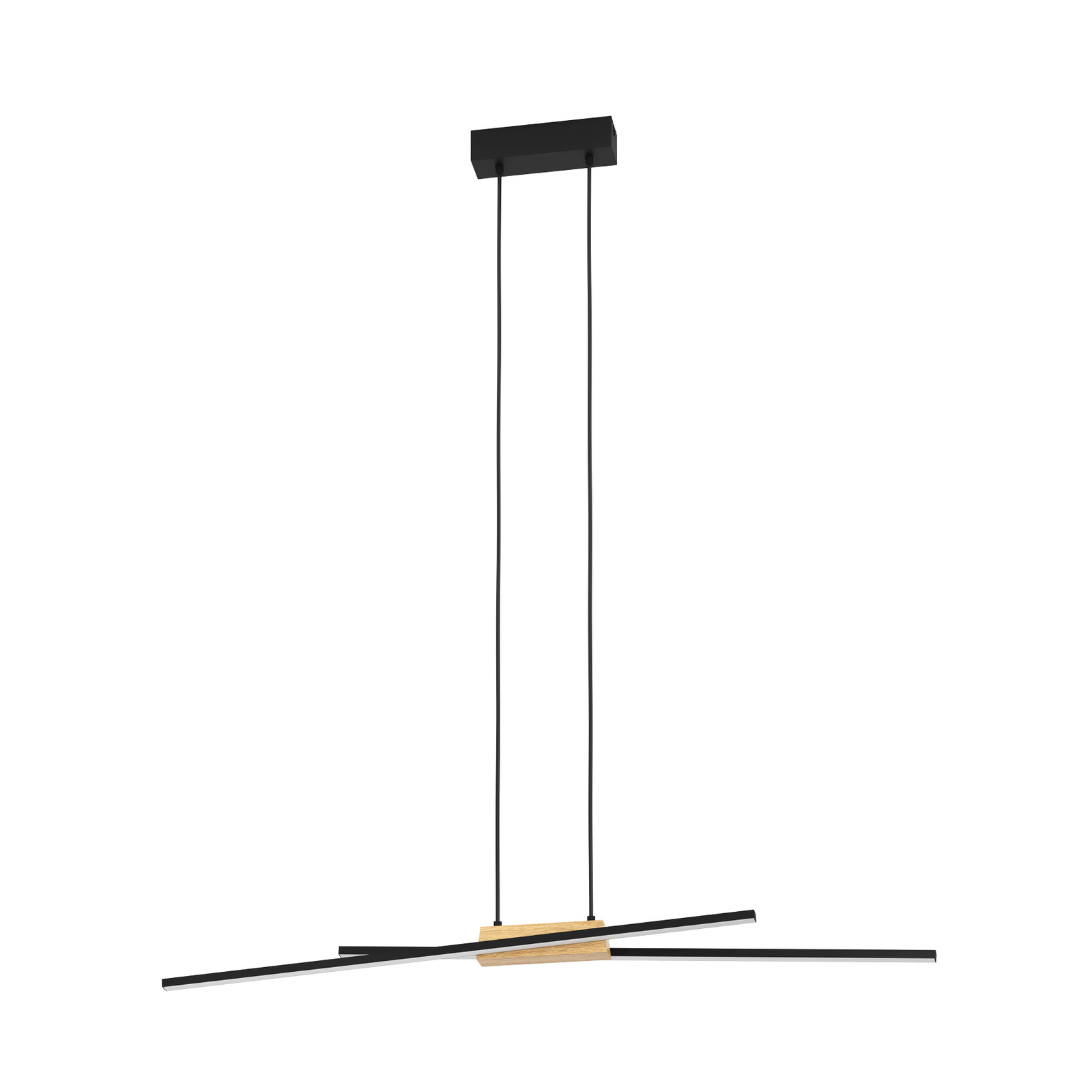 Panagria LED suspendat, negru cu detaliu din lemn Panagria LED suspendat, negru cu detaliu din lemn