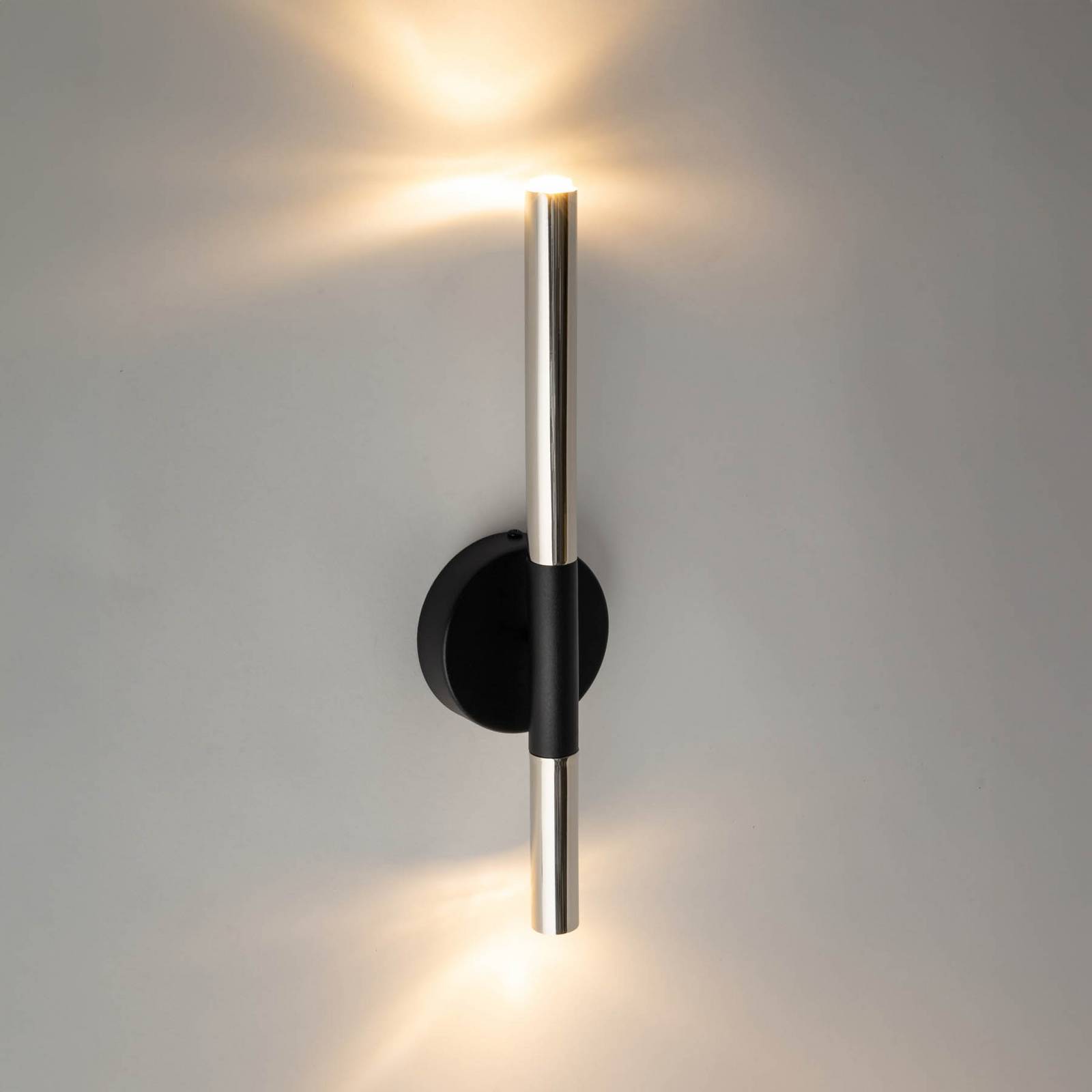 Kinkiet Sopel Lux, 2-punktowy, czarny/srebrny, wysokość 38 cm