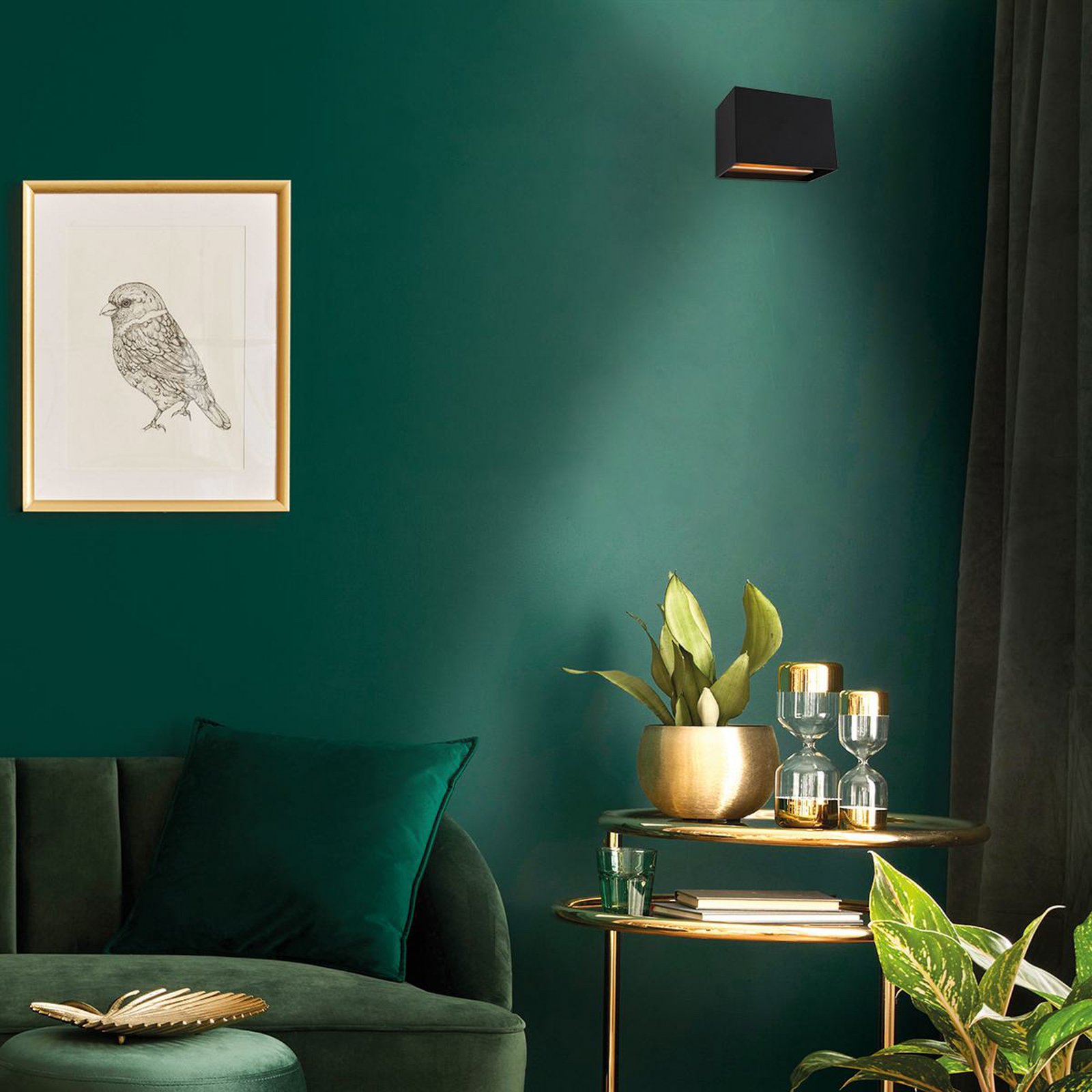 LED wall light Muro 3365, black, angular, G9, 2,700 K