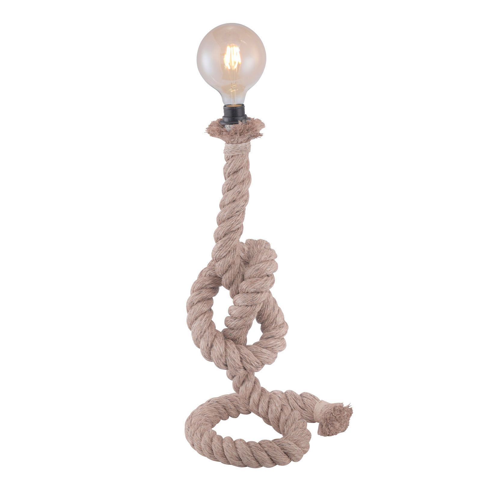 Rope table lamp made of thick rope