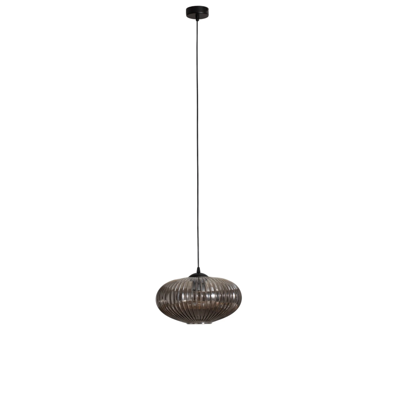 Lámpara para comedor Coco, Ø 30 cm, negro/gris humo, cristal