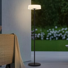 Lindby LED solární stojací lampa Samine, černá, kov, stmívatelná