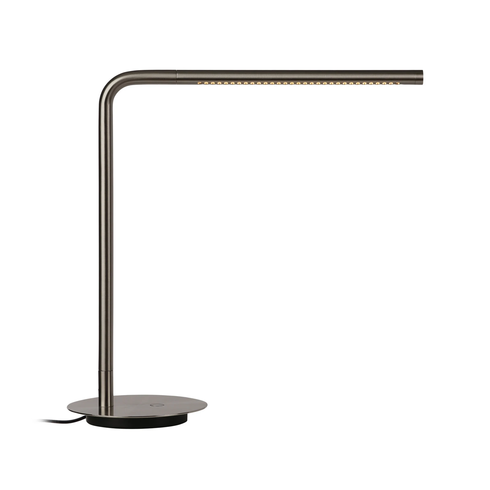UMAGE LED-pöytävalaisin Omni, teräs, korkeus 46 cm, pyörivä metallia