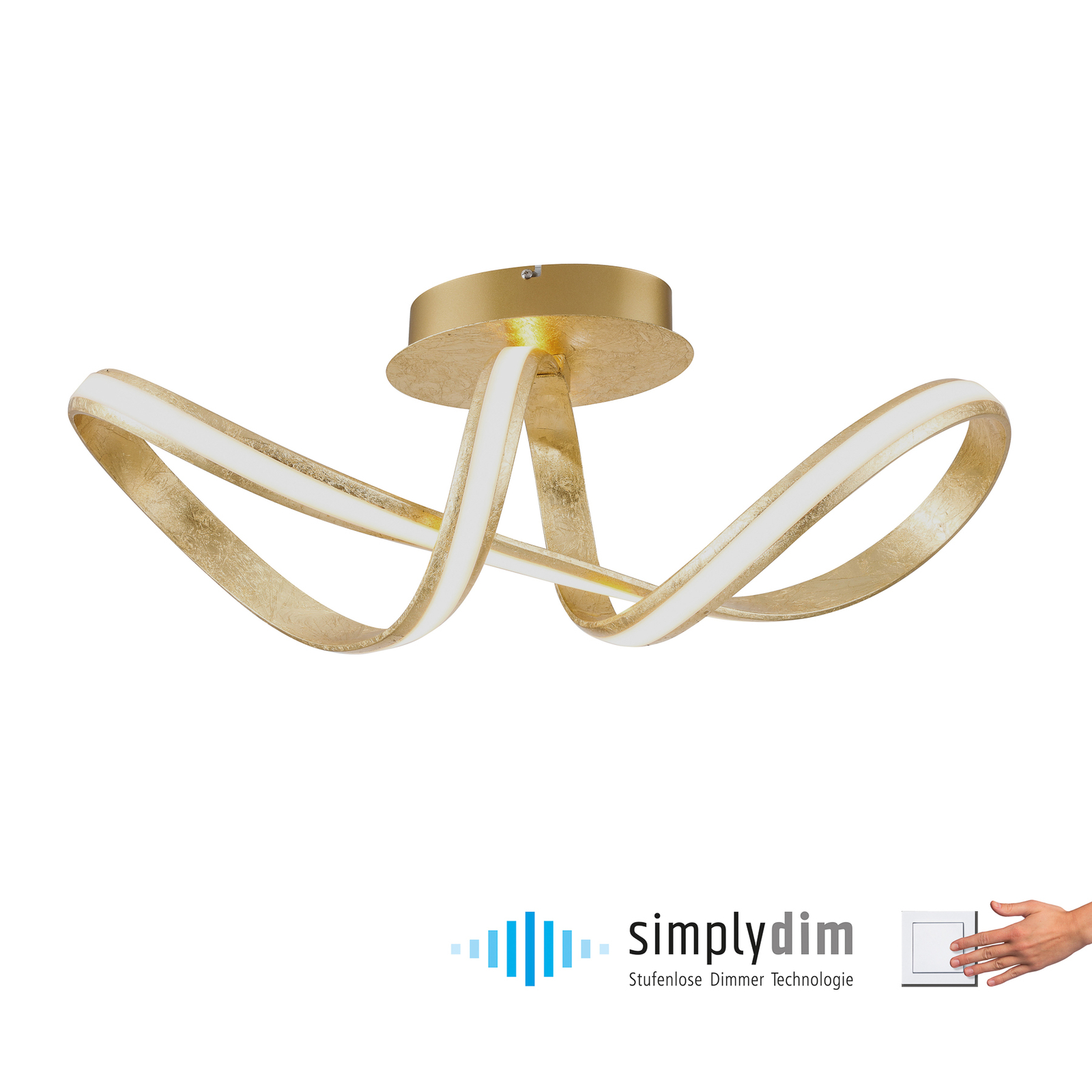 Plafoniera LED Melinda, 30 W, dimmerabile, oro