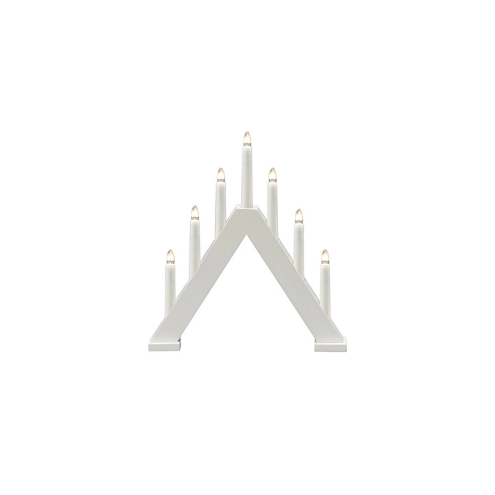 Candelabro de madera, 7 luces, altura 34cm blanco