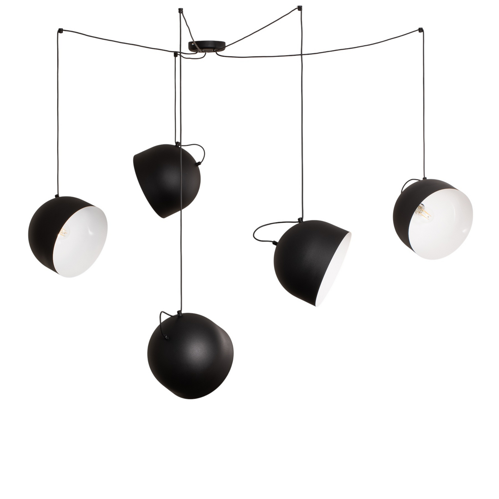 Hanglamp Pepe, zwart, 5-lamps