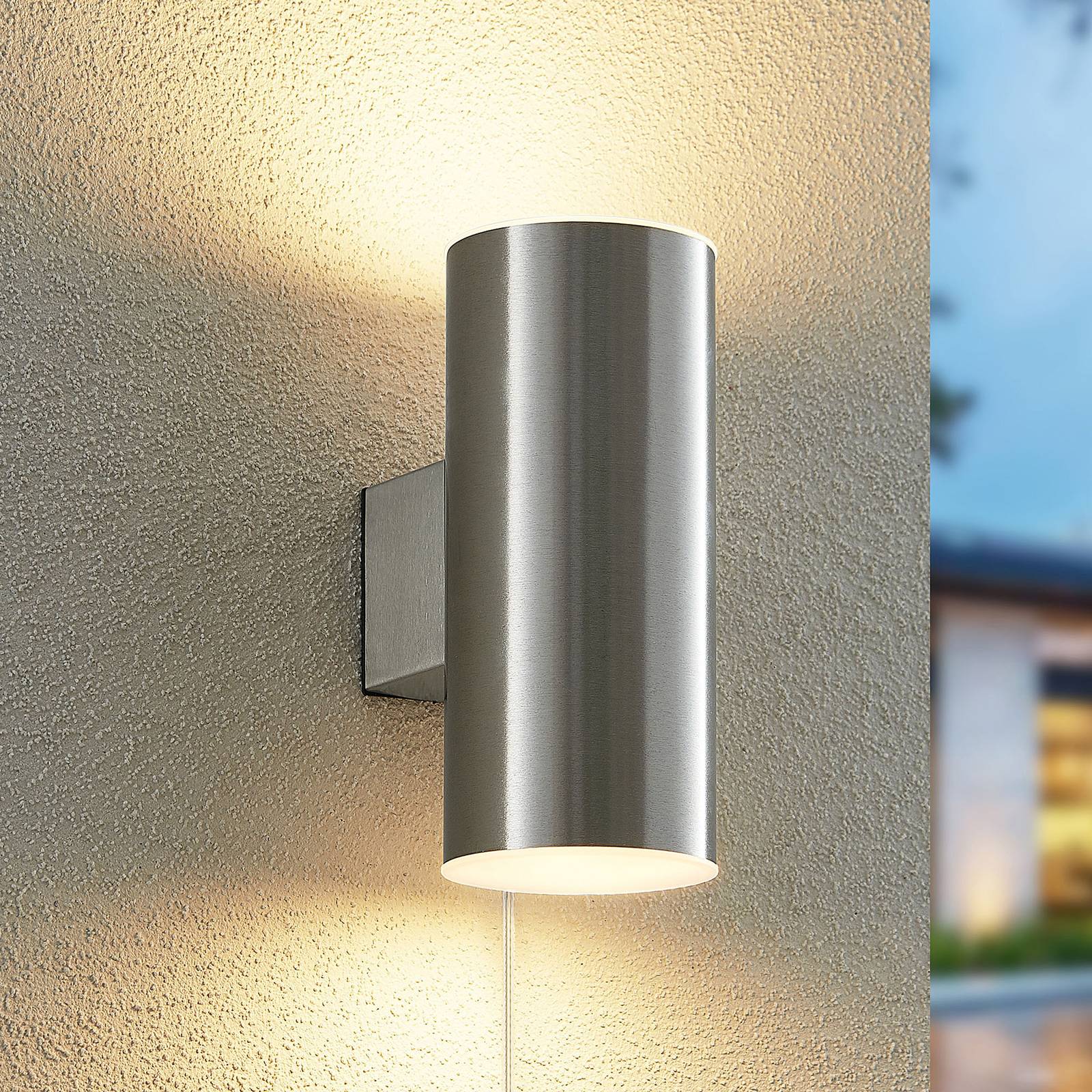 Lindby Maurun LED-Solarwandleuchte, silber günstig online kaufen