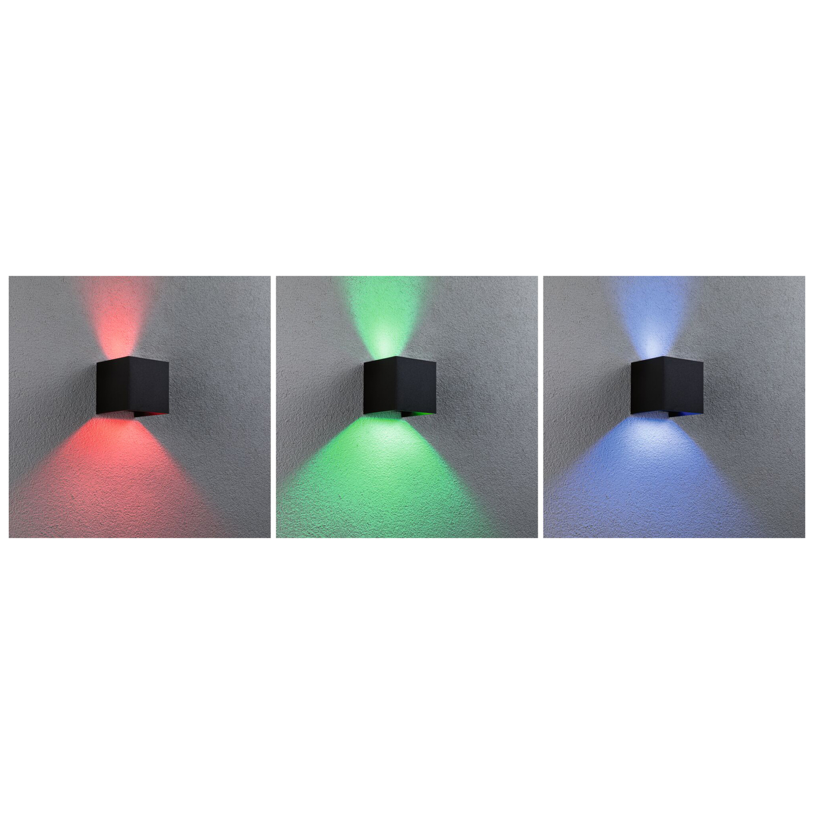 Paulmann Cybo LED āra sienas lampas, RGBW, 10x10cm, antracīts