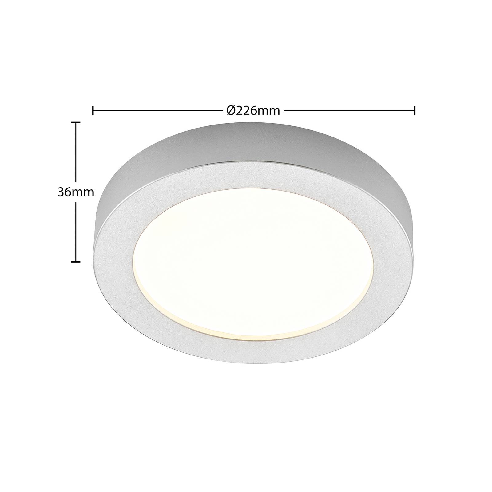 Prios lampa sufitowa LED Edwina, srebrna, 22,6 cm, ściemniana