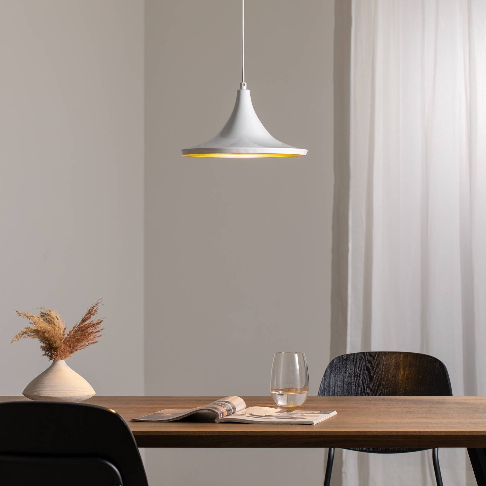 Lampa wisząca Genisy, biała, Ø 31 cm, metal, E27