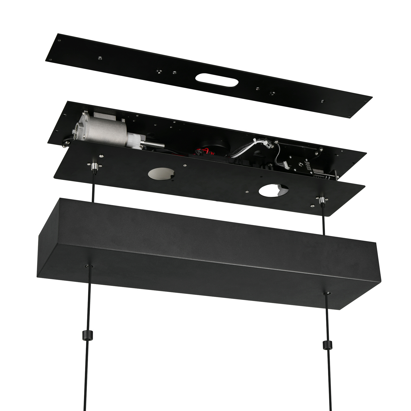 Candeeiro suspenso LED Donegal, preta, comprimento 150 cm, CCT Candeeiro suspenso LED Donegal, preta, comprimento 150 cm, CCT