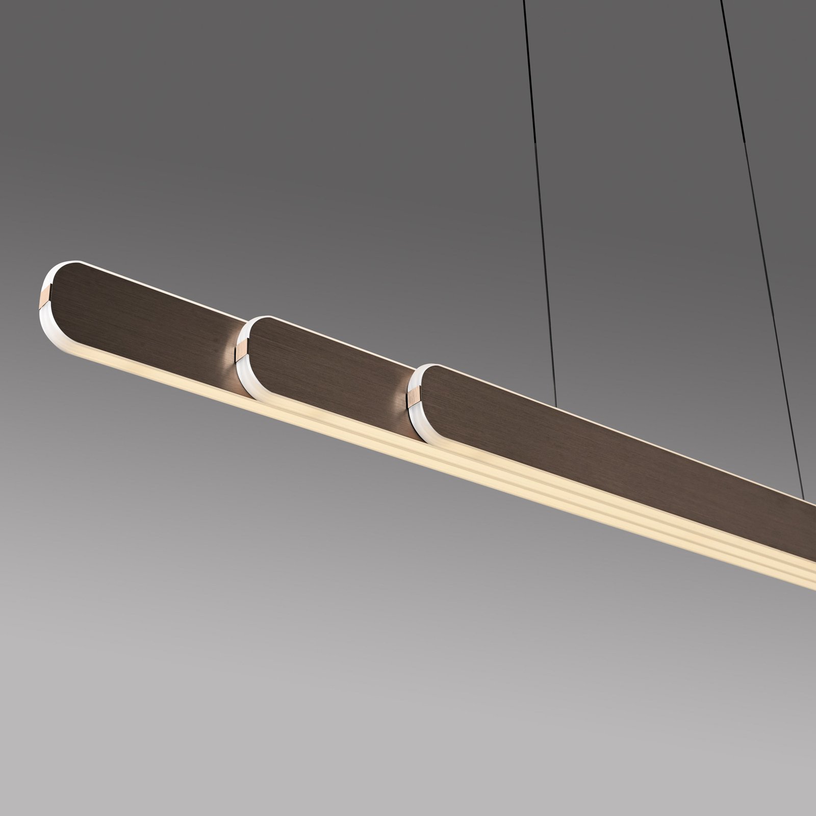 Paul Neuhaus Candeeiro suspenso LED Adriana, castanho, comprimento 160 cm