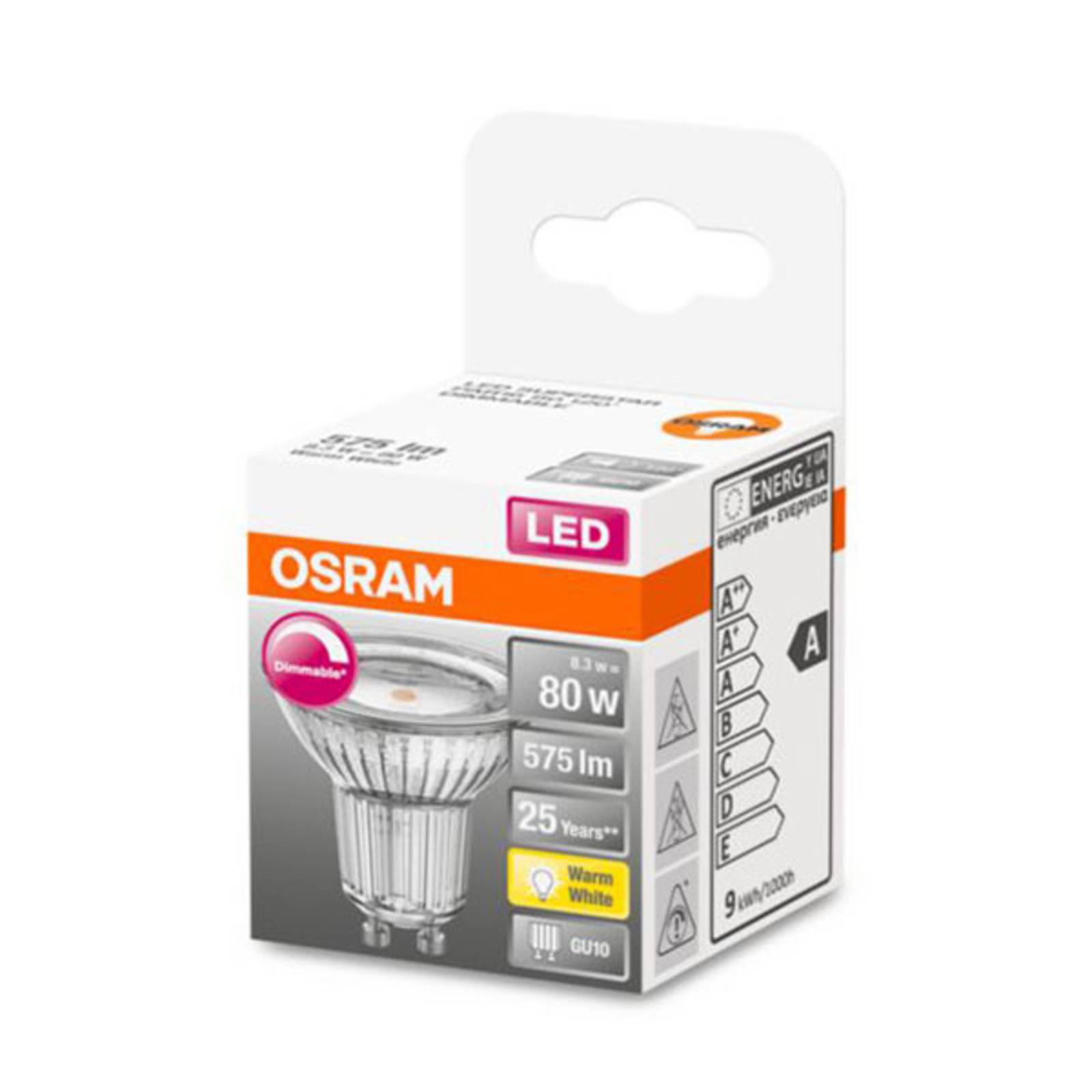 OSRAM LED sklenený reflektor GU10 7,9 W 927 120° stmievanie