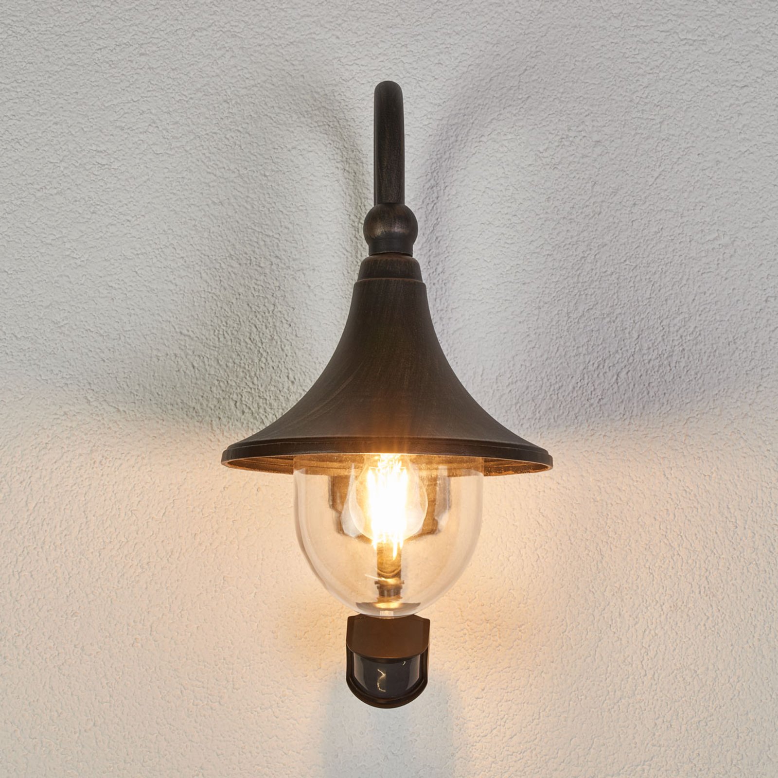Daphne Kültéri Fali Lámpa Érzékelővel Antique Black - Lindby
