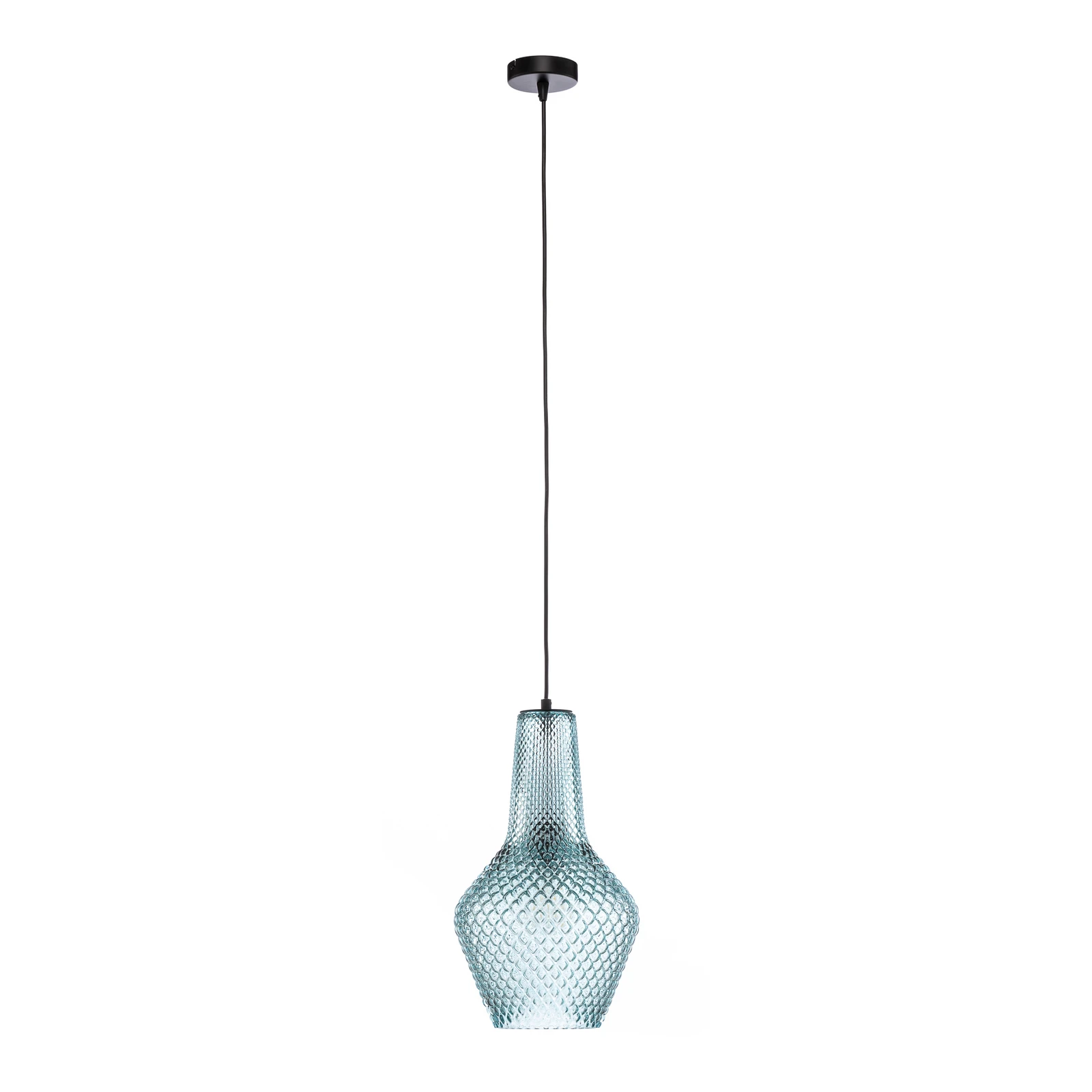Závěsné svítidlo Lindby Drakar, 1 světlo, světle modrá, sklo, Ø 25 cm