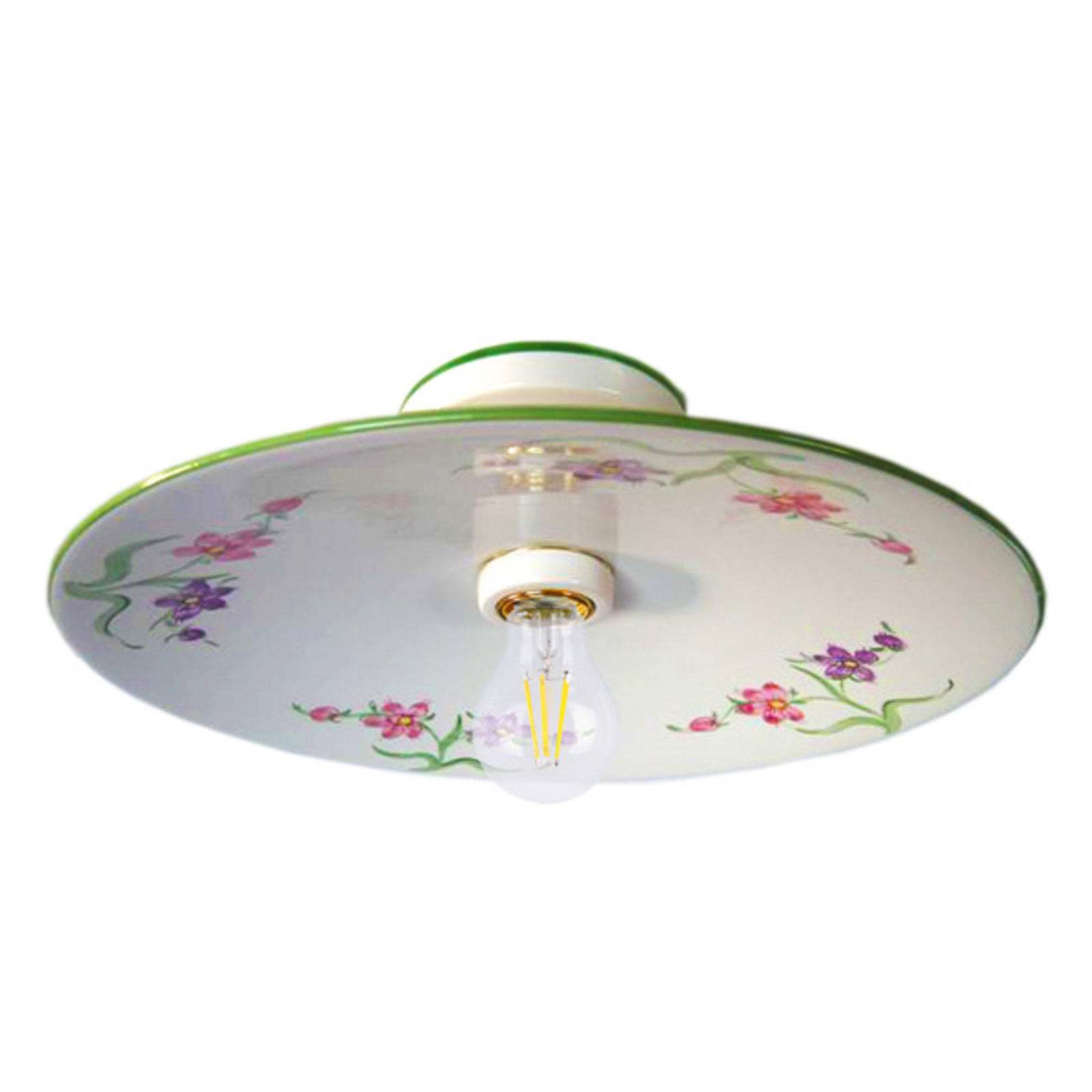 Eurokeramic Ceramic ceiling light Ambra - country house style, for Living / Dining Room, ceramics, E27, 60 W, energy efficiency: A++, H: 13 cm
