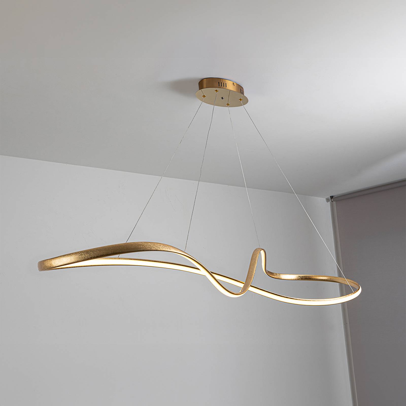 Lampa wisząca LED Lia, kolor złoty, CCT, pilot, metal