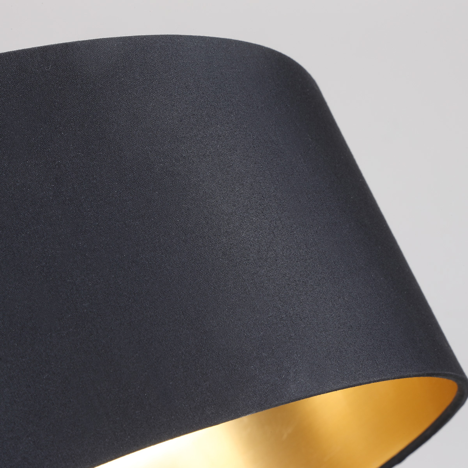 Fabric ceiling lamp Coleen in black, gold inside
