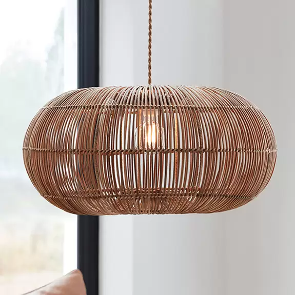 Lampenwelt PR Home Zuri Hängeleuchte aus Rattan, Ø 61 cm