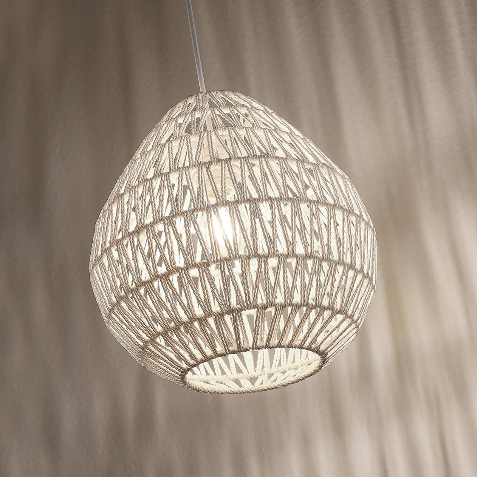 Pendelleuchte Danya Weiß Papiergeflecht Rund Wohnzimmerlampe Lampenwelt E27 60W 