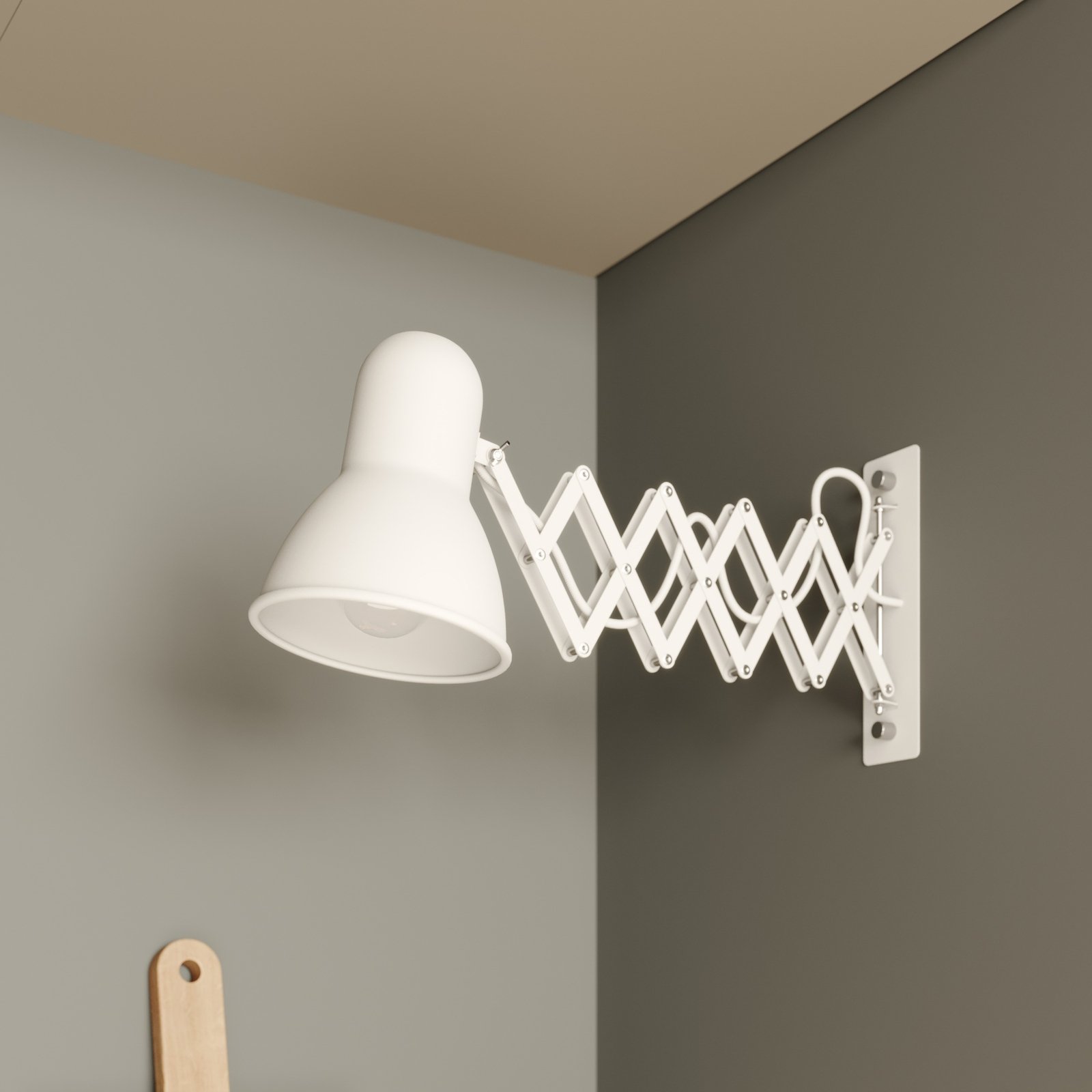 Harmony wall light with scissor arm, white