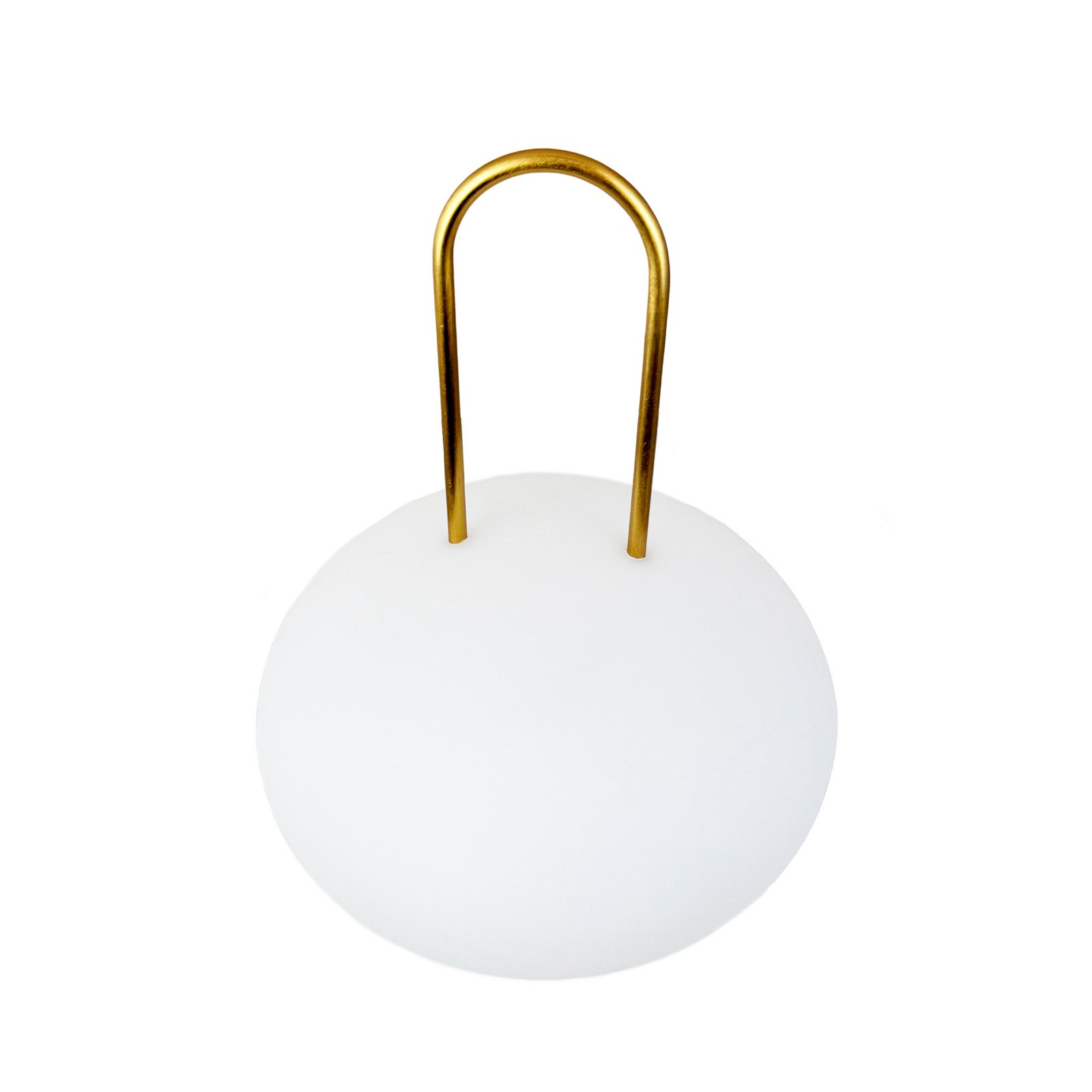 Dyberg Larsen Latarnia LED na akumulator Ellipse, biała/mosiężna, IP44