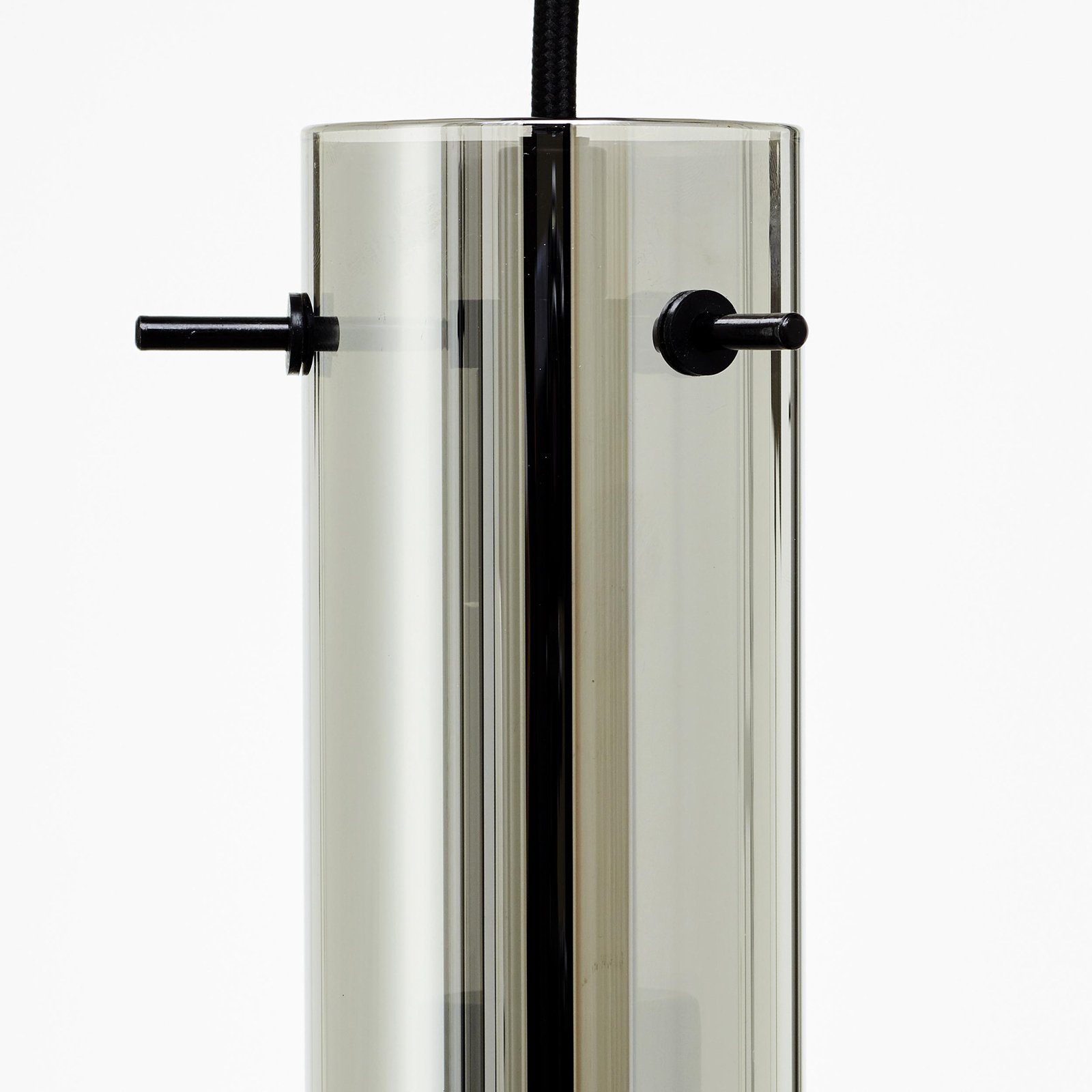 Suspension Glasini, longueur 95 cm, gris fumé, 5 lampes, verre
