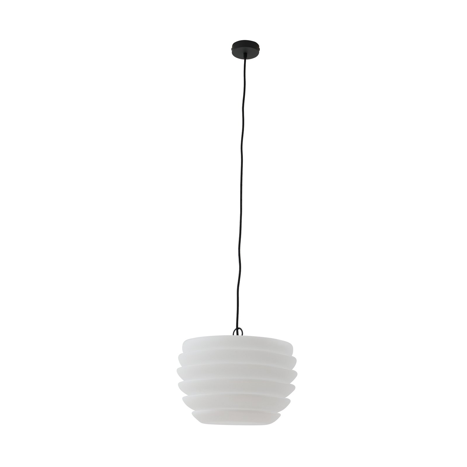 Lindby Arona outdoor hanging light, Ø 38 cm, white