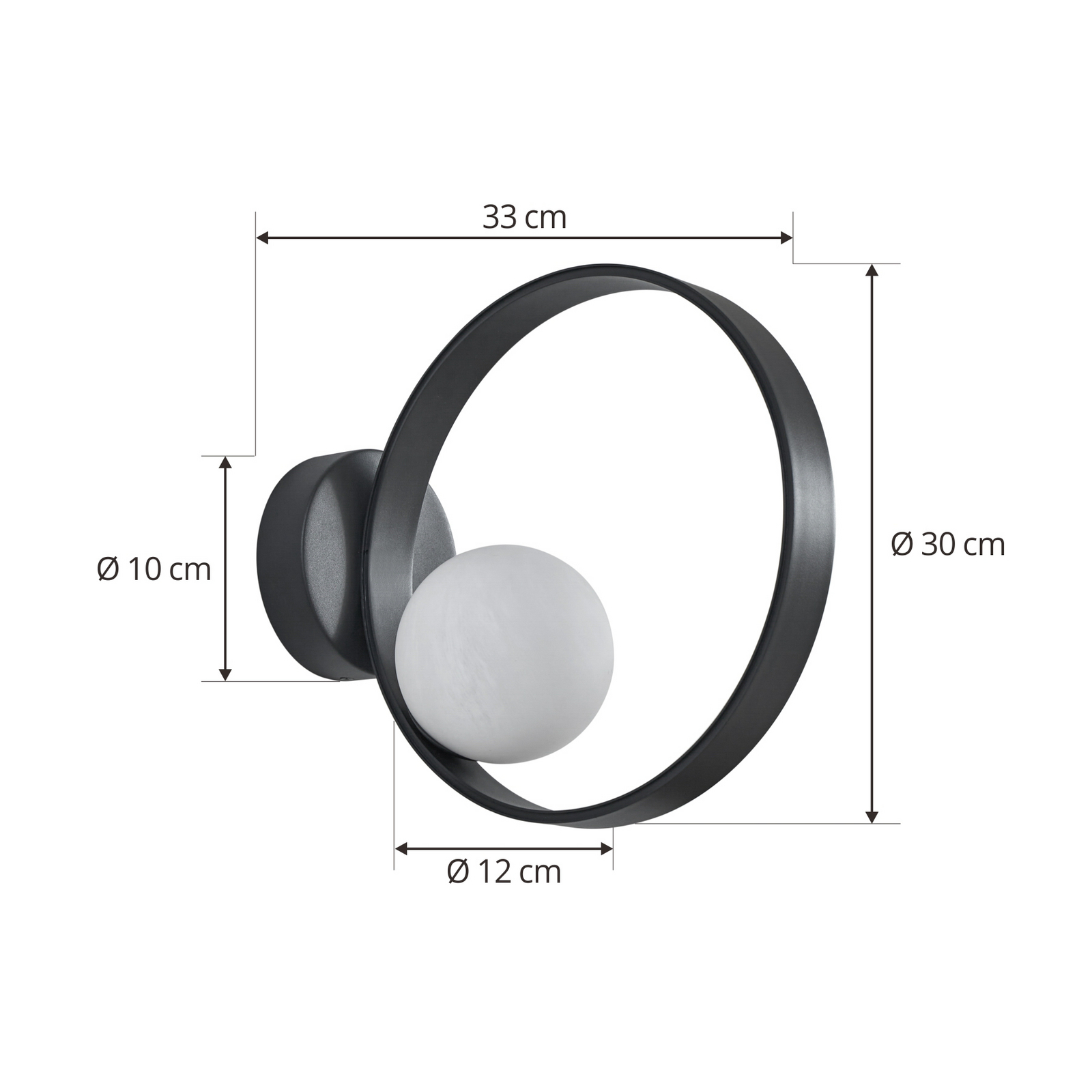 Luneo LED Wandleuchte Schwarz/Opal - Lucande