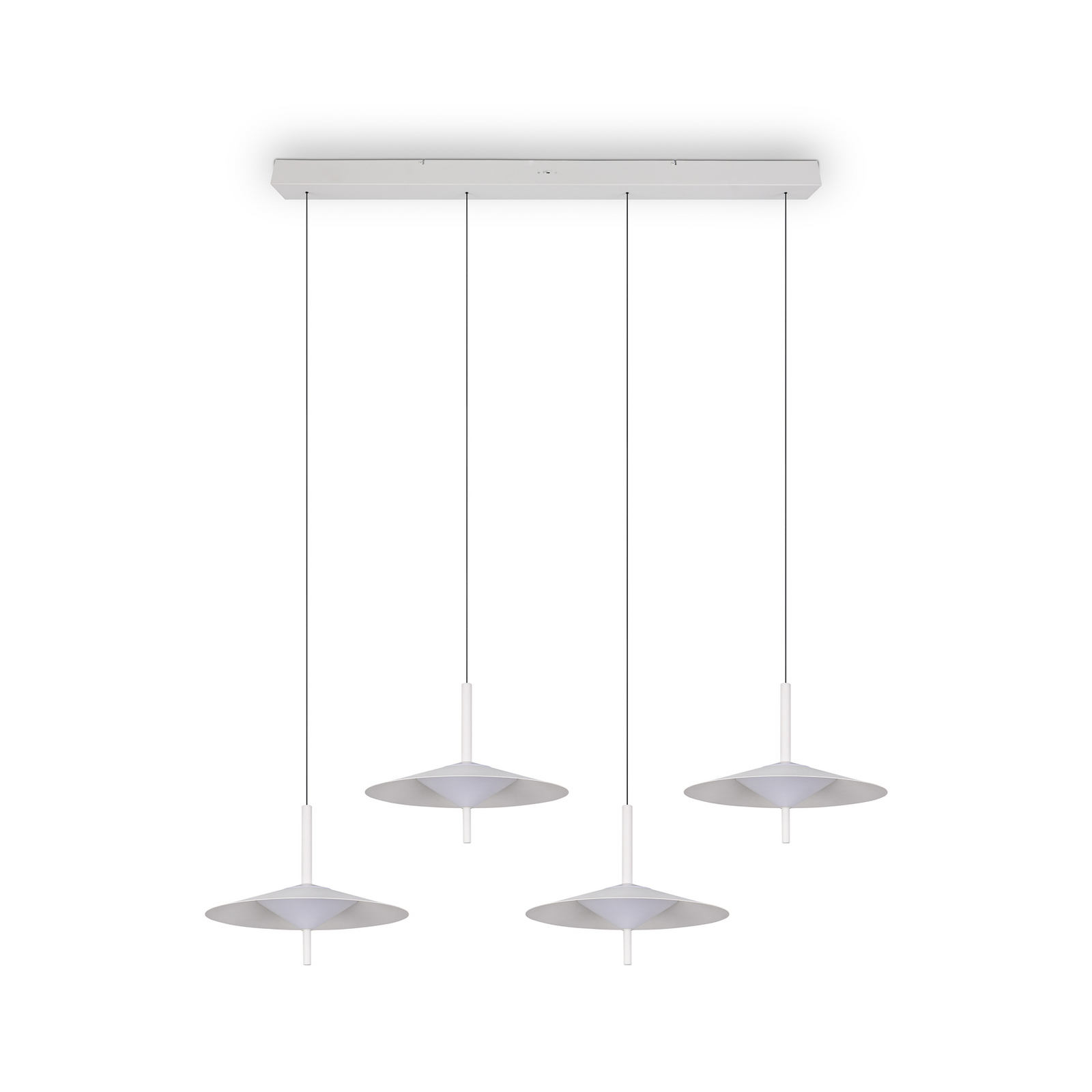 LED piekaramā lampa „Amalo“, matēti balta, garums 146 cm, CCT, 4 spuldzes. LED piekaramā lampa „Amalo“, matēti balta, garums 146 cm, CCT, 4 spuldzes.