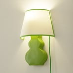 A187 ceramic wall light, fabric lampshade, green