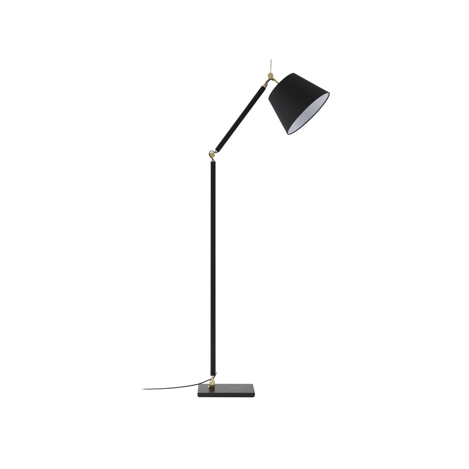 Lucande podna lampa Marvaine, crna/zlatna, podesiva